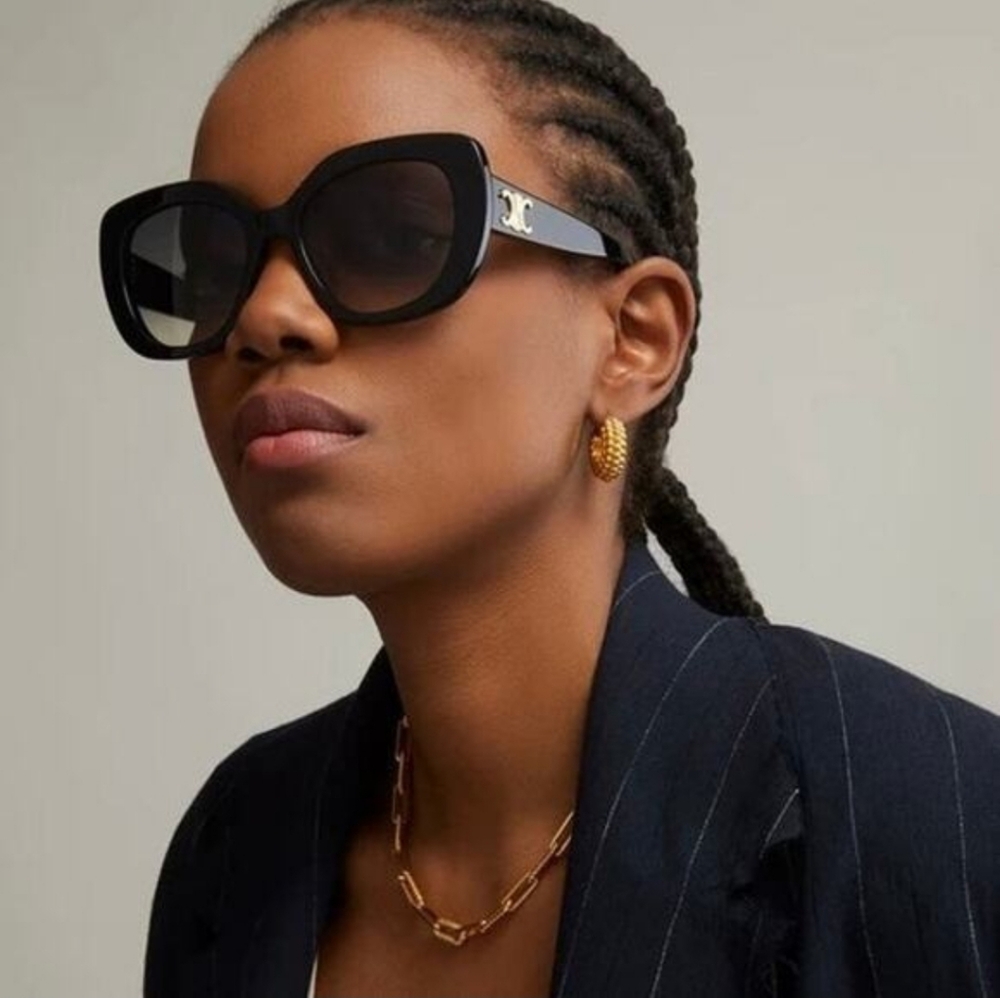 CELINE Triomphe Butterfly Round Sunglasses Acetate Ombre GRADIENT Black SUNNIES - Picture 3 of 16